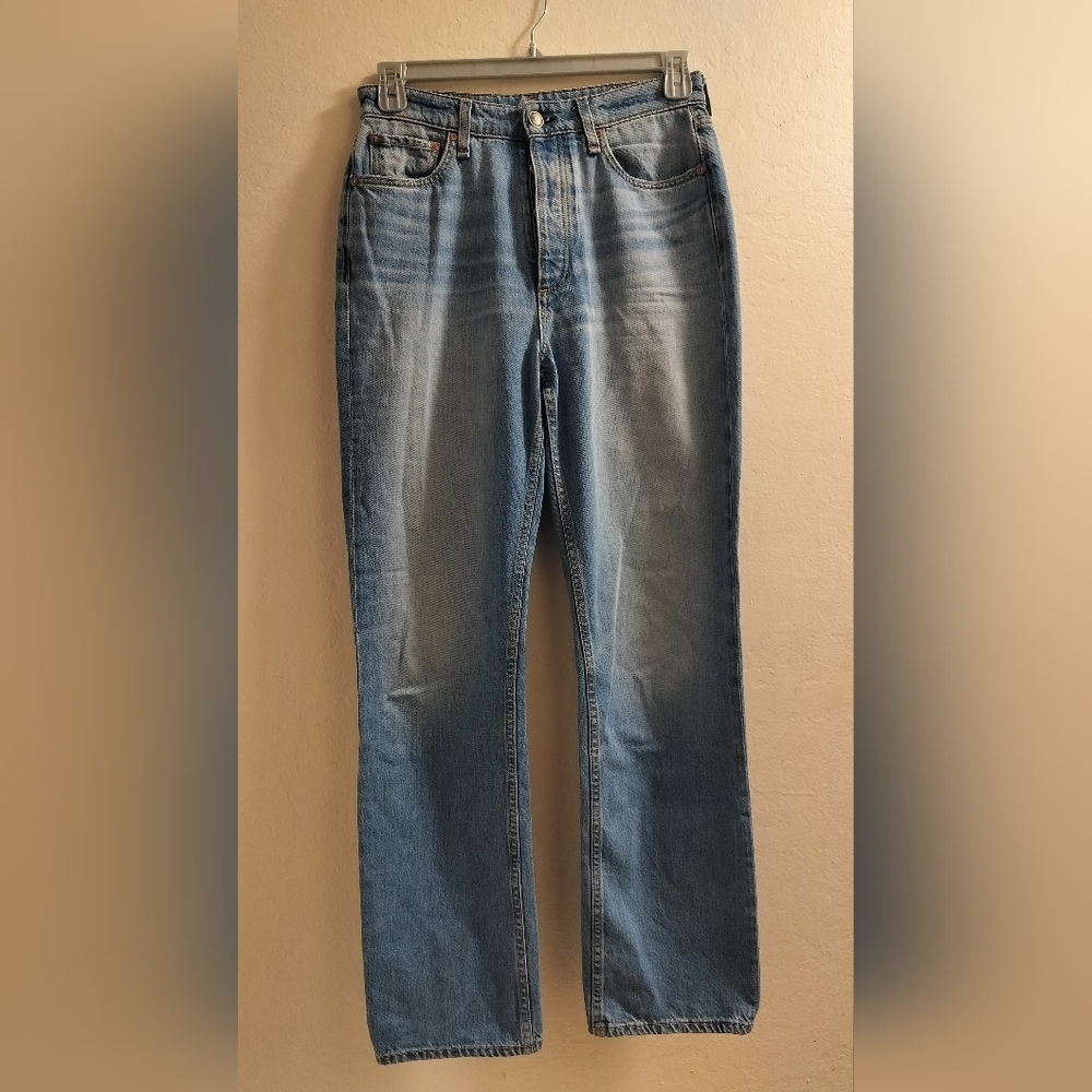 Rag & Bone Alex Jeans Womens 28x32 Blue High Rise Straight Denim Button Fly $250